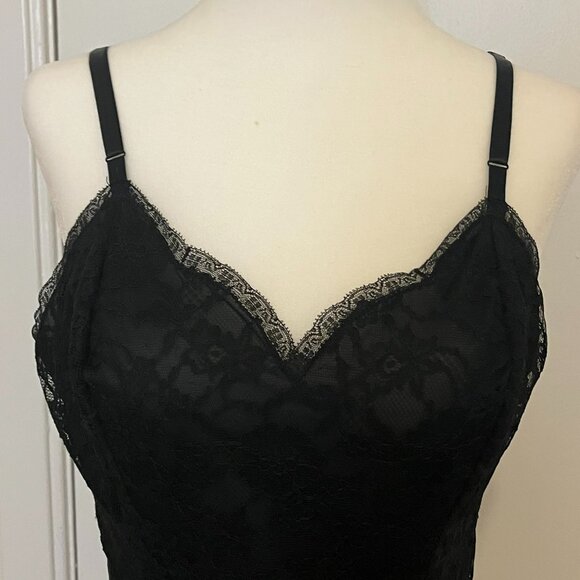 Vintage 1960s Black Slip with Lace Top and Bottom, Size Medium - Picture 7 of 7